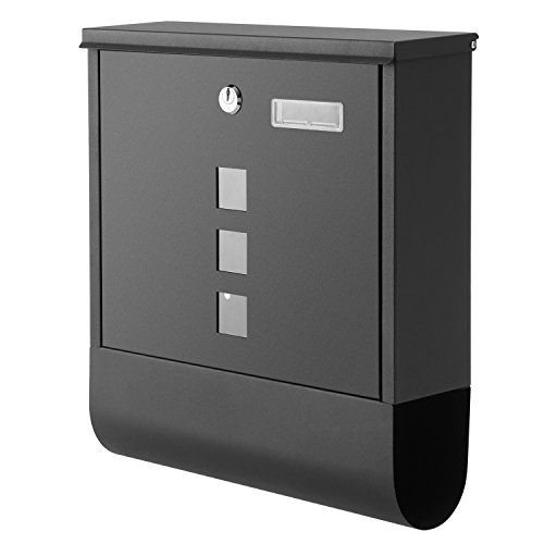 Meditool Buzón de Correos Exterior Buzón Metálico 34X30X8.5CM 3 Ventanillas 2 Llaves