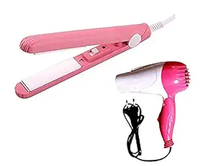 GYMJET C1000W Foldable Electric Hair Dryer With Foldable Handle And Small Beauty Mini Professional Hair Straighteners Temperature Control Flat Iron Hair 45w Straightener (Pack Of 2, Multi)