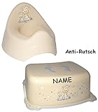 2 tlg. Set: ANTI RUTSCH - Trittschemel & Töpfchen / Nachttopf - " Giraffe - creme " - Tritthocker / Kindersitz - Kinderschemel & Kindertritt - groß - ideal als Erhöhung & Sitz - Kinderhocker - auch für Toilettentrainer - für Kinder Mädchen Jungen - Bad Kunststoff - Babytöpfchen / Kindertopf / Lerntöpfchen