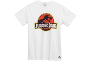 ONOMATO! Jurassic Park - Camiseta para hombre, diseño de dinosaurio retro, color blanco