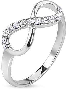 beyoutifulthings Finger-Ring Glitzer UNENDLICHKEITS-SCHLEIFE Zirkonia Schmuck Band-Ring Chirurgenstahl 316L Verlobungs-Ring...