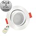 Produktbild LUXVENUM® | 5x All-in-One LED Einbau-Strahler | 11W RGB + 2700-6500K stufenlos einstellbar & dimmbar | direkt an 230V wie jeder andere Einbaustrahler auch, kein zusätzlicher Empfänger nötig | Absolute Neuheit | Runde Leuchtdiode aus matt-weißem Aluminium | 5er Set Forma RGBW-WW mit Fernbedienung