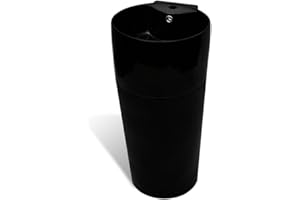 vidaXL Lavabo de Pie Redondo Agujero Grifo Desagüe Cerámica Negro Lavamanos