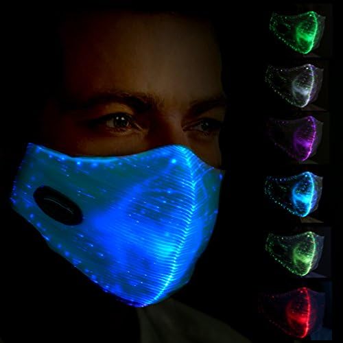 LED Light Up Mask 7 Colors Luminous Light for Music Party Halloween Led Rave Mask (White)-SAFEBAO