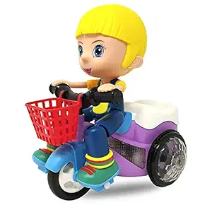 Sherra Stunt Bicycle Bump and Go Toy with 4D Lights, Dancing Toy, Battery Operated Toy (Stunt Tricycle Bump (Girl))