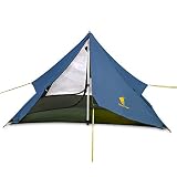 GEERTOP 1 persona 3 temporadas 20D Tienda de campaña - 210 x 90 x 105 cm - con mochila ultraligeria para acampañada, senderismo, escalada (poste NO incluido) (Hierro Azul, Mosquitera + Tienda Exterior)