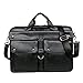 Produktbild BAOSHA BC-07 Vintage PU Leder Herren Aktentasche Businesstaschen Laptoptasche groß passend für 14 ~ 17 Zoll Laptop Notebook Männer Arbeitstasche Umhängetasche Schultertaschen (Schwarz PU Leder)