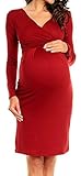 Happy Mama Women's Maternity Nursing Pencil Jersey Casual Dress 285p (Crimson, 14)