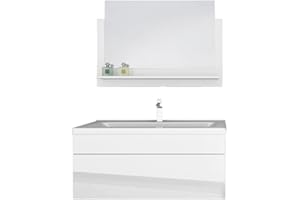 Home Deluxe - Badmöbel-Set - WANGEROOGE Big Weiß - Medium - inkl. Waschbecken und komplettem Zubehör - Breite Waschbecken: ca. 80 cm | Badezimmermöbel Waschtisch Badmöbelset
