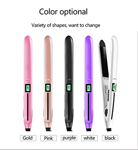 Hair Straightener LCD Display Roll Straight Dual-Use Electric Splint Short Hair Inside Buckle Hair Curler Straightening Plate Perm Gold