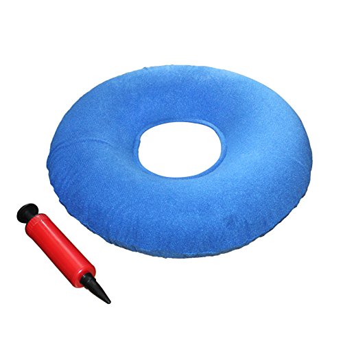 Aufblasbares 38 cm Coccyx Sitzring Sitzkissen Donut Kissen mit Pumpe und Reisetasche von Kovira – Lendenwirbelstütze bei Hämorrhoiden, bei Schwangerschaft, Steißbeinschmerzen, Prostata und Wunden – Für zu Hause, im Auto oder im Büro