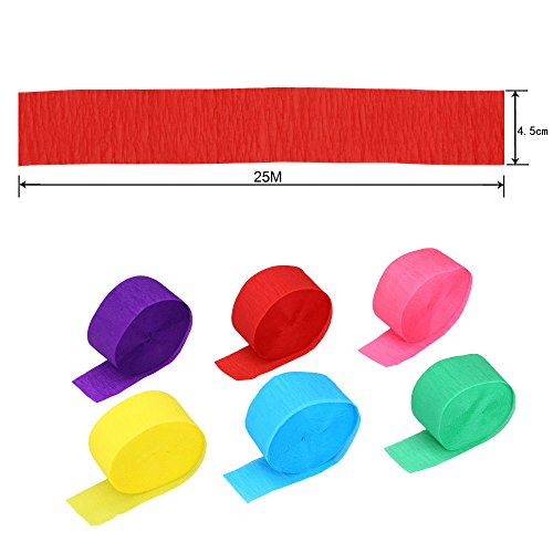 Krepppapier Papier Rolle Partydekoration Verschiedene Farben,4.5cm X 25m,6 Rollen (6 Rollen) - 2