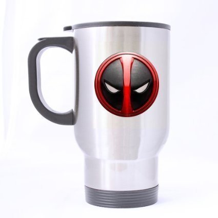 Preisvergleich Produktbild Custom Funny Cute Deadpool Face Travel Mug (sliver)-14 ounces by Ayituo