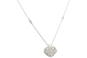 Strictly Gifts Sterling Silver 925 Vintage Style Cubic Zirconia Heart Locket on 41-46cm Chain