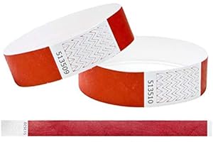 J&R WRISTBANDS Paper Like Wristbands Made from Tyvek. 1000 Pack Red