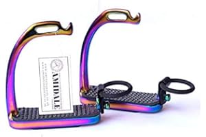 AMIDALE SPORTS RAINBOW PEACOCK STIRRUPS AMIDALE HORSE RIDING IRON FILLIS MULTI COLOR BNWT 4.75 INCHES AND 5.00 INCHES (4.75 INCHES)