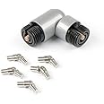 Corner connection set/joint connector for variable extension of 1 wooden or aluminium handrail and 5 stainless steel rods.
