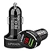 Produktbild Auto Ladegerät, USB Auto Adapter KFZ Ladegerät Quick Charge 3.0 mit LED Digital Voltmeter 2-Port 5V / 5.4A (Aluminium-Legierung Gehäuse) für iPhone X / 8/7 / 6s / Plus, iPad Air / Mini, Galaxy S8 / S7 / Edge / Plus , Hinweis 5/4, LG, Nexus, HTC und Mehr