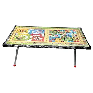 AASA Wooden Ludo, Snake and Ladder Foldable Table for Kids Girls and Boys, Pack of 1(Multicolor)