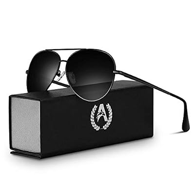VVA Lunette de soleil Homme Polarisées Aviateur Aviateur Polarisées Lunettes de soleil Hommes Unisexe UV400 Protection By V101(Noir/Noir)