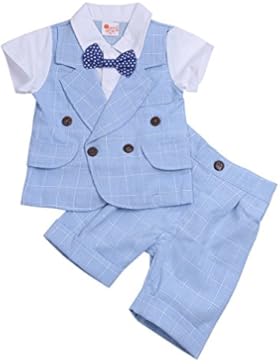 YiZYiF 2pcs Baby Kinder Jungen Kleidung Set Smoking Anzug Shirt Hemd mit Hose Gentlenman Outfits Taufanzug Gr....