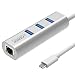 Produktbild USB 3.0 Hub mit Type C RJ45 Ethernet Netzwerkadapter, FIDECO USB C Aluminium Lan Adapter für New Macbook, Macbook Pro 2016, Google ChromeBook Pixel 2015, usw (Silber)
