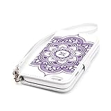 Iphone 6 6S Hülle Cover Case Leder Muster Flip Etui Case Echt,Nnopbeclik® PU Leather Luxus bling bling Blume Case Handytasche Kristall Glitzer Diamant Strass Schutz Etui Schale multi Farbe Muster Design Backcover Wallet Brieftasche im Bookstyle mit Standfunktion Karteneinschub und Magnetverschluß Pour Iphone 6 6S 4.7 Zoll[Weiß-Lila] - 6