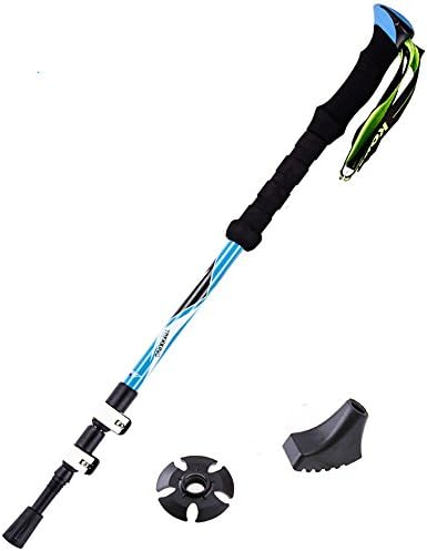 Trekking Pole, Carbon Fiber Walking Sticks,Ultralight Retractable Tri-Section Adjustable Alpenstock,External Quick Locking,Straight Handle 63--135Cm,195G,Selectable Single /Double ,Double Is More Affordable.,Blue,Single