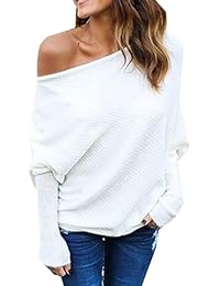 Damen Fledermaus Top Langarm – Baggy Jersey Jumper Mit Schulterfreiem Design In Größe 10–24