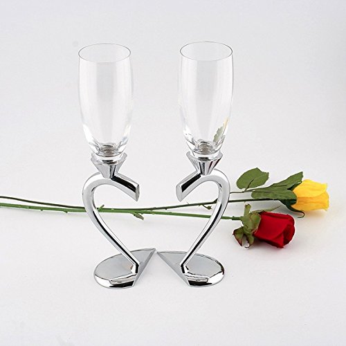1 Set (2-teilig) Kreative Sektgläser/hochwertige Weingläser/Gläser mit Fuß/ herzförmig Liebespaar Hochzeit 2er Set Gläser - 2