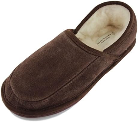 Unisex Hard Sole Brown British Lambswool Slippers - Men & Ladies Slippers (UK Size 3-12) (8)