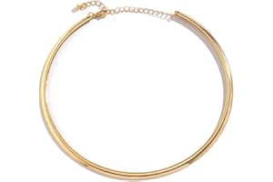 MAJALE - Collar Rígido - Choker en Latón - Cierre ajustable - Joyas para Mujer - Cadena de Talla Única - Gargantilla para Mujer con Diámetro 13cm