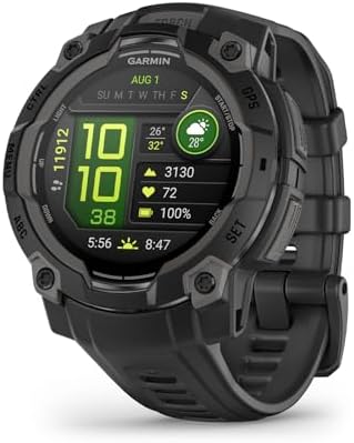 Garmin Instinct 3, Smartwatch, 45mm, Display AMOLED 1,2", Lunetta in metallo, GPS Multi-band, 10ATM, Torcia LED, 90+ App per lo Sport, GarminPay, Connect IQ, Autonomia 18 giorni, Black