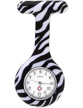 JSDDE Uhren,Krankenschwester Brosche FOB-Uhr Damen Taschenuhr Analog Quarzuhr aus Silikon Farbe Auswahl(Zebra...