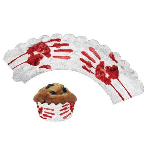 Preisvergleich Produktbild Muffin-Banderole "Blutige Handabdrücke" 12er Pack