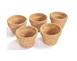 COIR GARDEN Coir Fiber with Natural Rubber Seedling Cup, 4 inch, 5 Piece