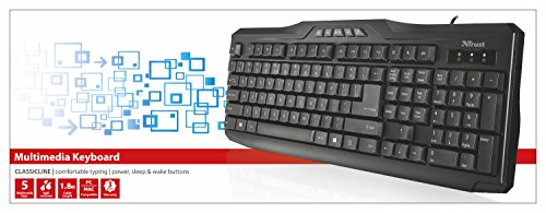 Trust Classicline Multimedia Tastatur (5 Multimediatasten, spritzwassergeschützt, leiser Tastenanschlag, USB, QWERTZ, deutsches Tastaturlayout) schwarz - 4
