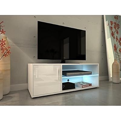 Générique KORA Meuble TV 100 cm avec éclairage LED - Laqué blanc