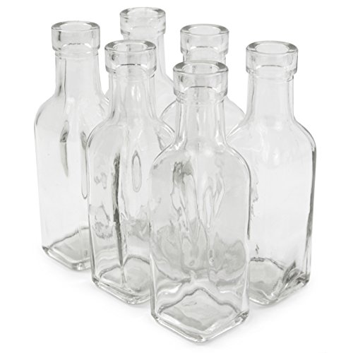 6er Pack Glasflasche eckig klar 5x5x16cm Glasvase Vase