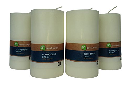 4 x Stumpenkerze 100% Stearin Kerze cream weiß 130 x 68 mm BIO Stearinkerzen - 2