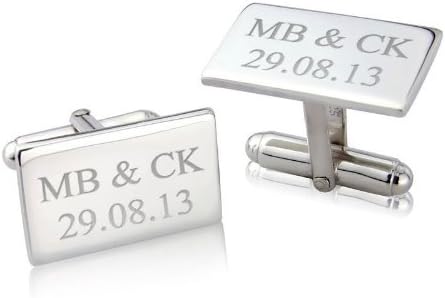 Plain Rectangle Sterling Silver Cufflinks with FREE ENGRAVING