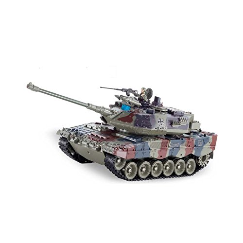 RCTecnic Tanque Teledirigido RC Leopard 2A6 | Escala 1:18 | Airsoft + Efectos + Humo + Figura Militar | 3 Velocidades Maqueta de Tanque Radiocontrol