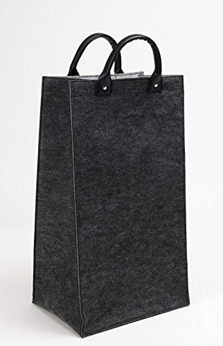 Wäschetasche aus Filz in hell und dunkel grau ; Maße in cm: 31 x 24 x H70
