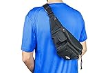 Bauchtasche / Gürteltasche / Hüfttasche für Herren schwarz, groß mit 7 Fächern von Globeproof® - 7