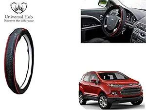 Universal Hub Car Steering Wheel Cover (Diamond Black Red) for Ecosport