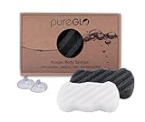pureGLO Body Wash Cleansing Bath Konjac Sponge [2 pack] | Natural and Chemical Free Charcoal and Original Exfoliating Face Shower Sponge| Eco-friendly for Baby and Adults All Skin Types