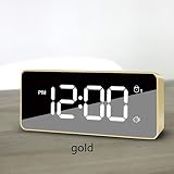 Xiaoqingren Mini Led Multifunktions Digital Licht Wecker Elektronische Snooze Tischuhren Zeit Display Dekoration Uhr,Gold