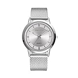 Armbanduhr, erthome Modische hohe Härte Glasspiegel Männer Frauen allgemeine Mesh Gürtel Uhr Muttertag Geschenk (Silber)