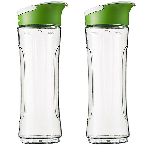 AmazonBasics - Ersatzflasche für den „Mix & Go“-Mixer, 600 ml, Farbe: Transparent, 2er-Pack