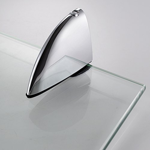 KES Badablage Glasregal Eckablage Glasbodenträger aus Edelstahl und Glas, Klar und Silber, BGS3202S35 - 5